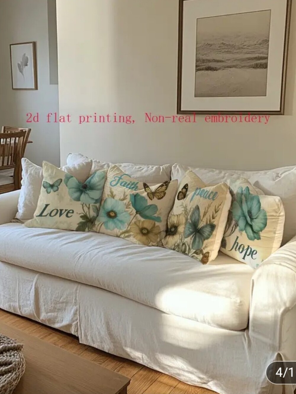 Floral Butterfly Decorative Throw Pillow Covers. No Inserts Included. 20" X 20"